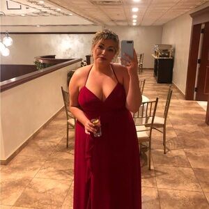 Azazie Backless Red Gown